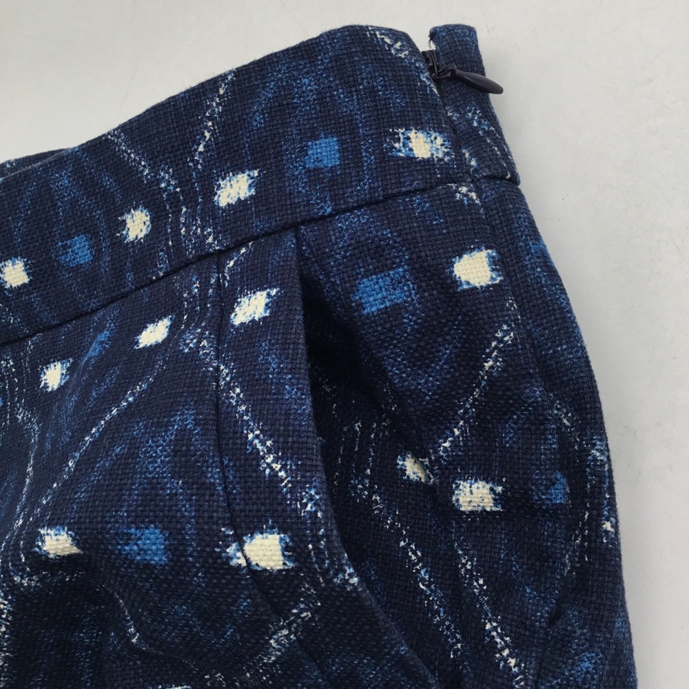J.Crew Indigo Blue Ikat Diamond Print Shorts Side Zip Size 6 Geometric Woven - Picture 7 of 10